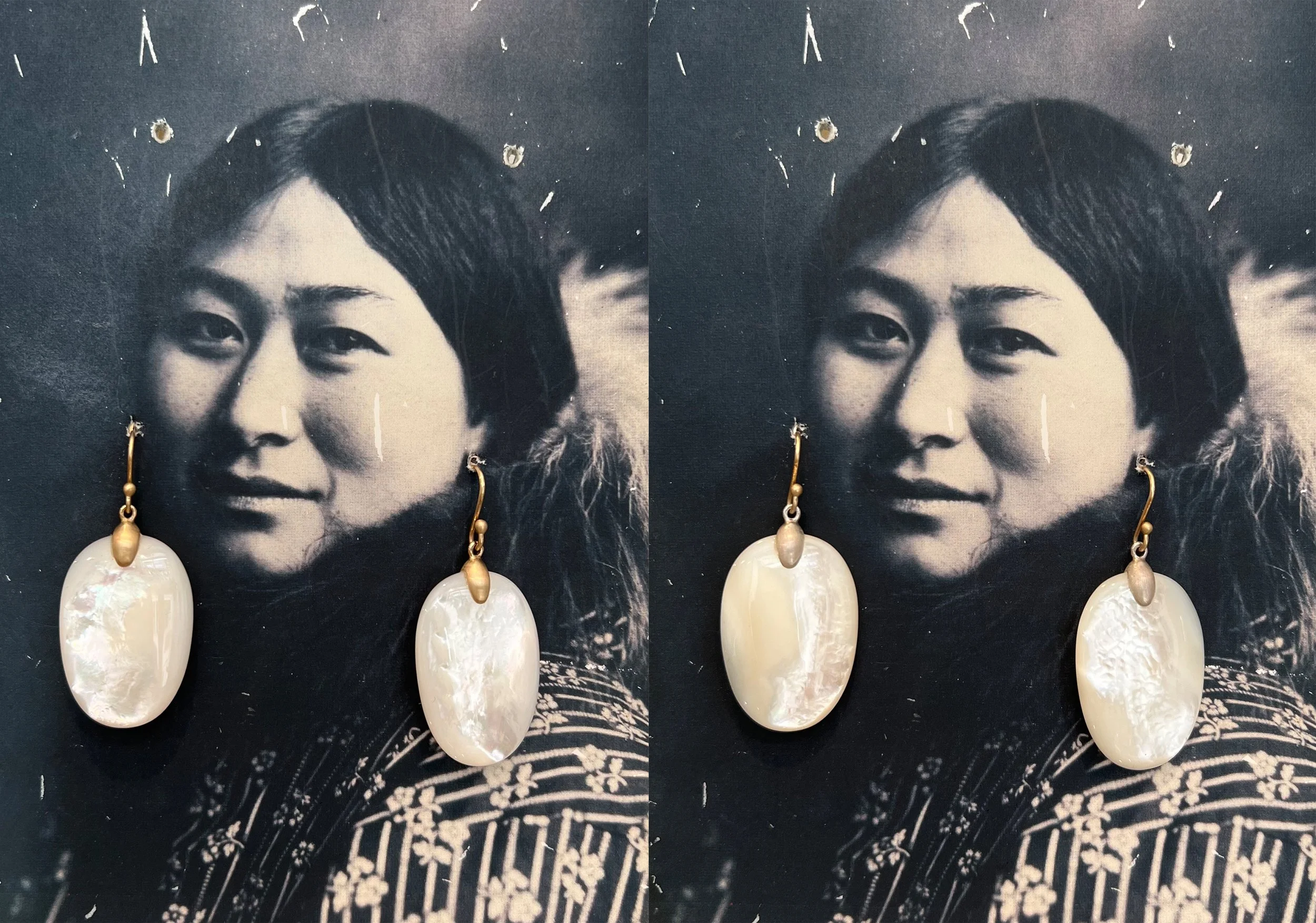 Large white shop earrings